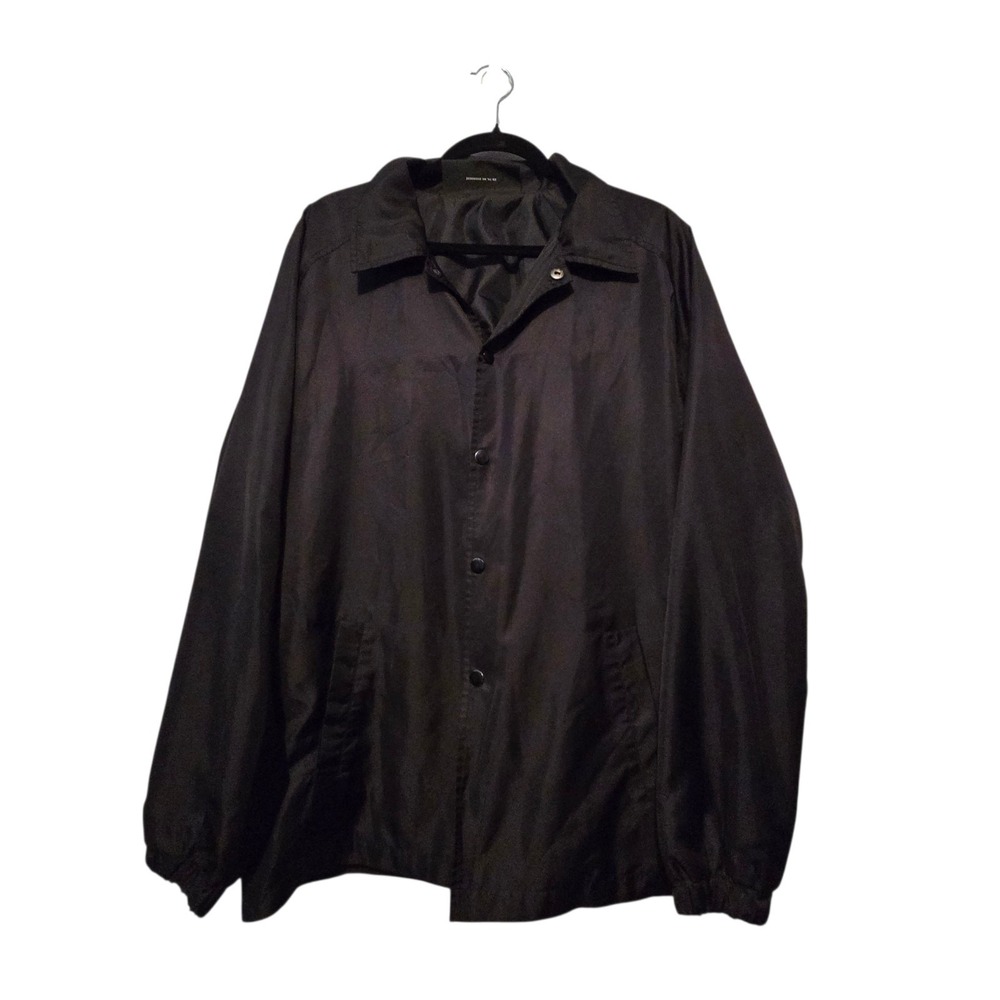 XO‎ Coach Windbreaker Jacket Womens MED Black Blank Plain Snap Grunge Streetwear